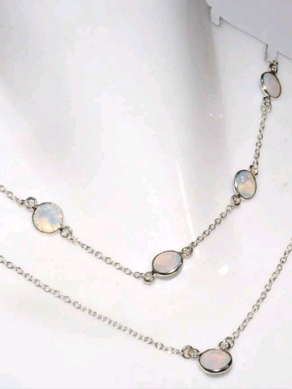 New Stunning Milky Opal 925 Silver Necklace.